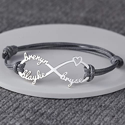Pulseira de mãe com nomes de filhos, Pulseira de infinito com nomes, Joias de mãe
