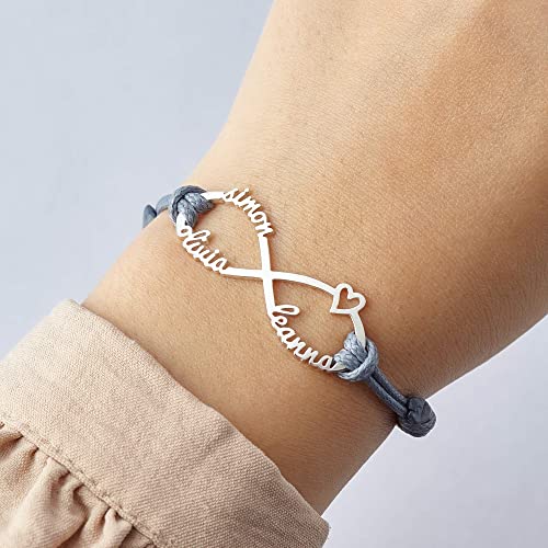 Pulseira de mãe com nomes de filhos, Pulseira de infinito com nomes, Joias de mãe