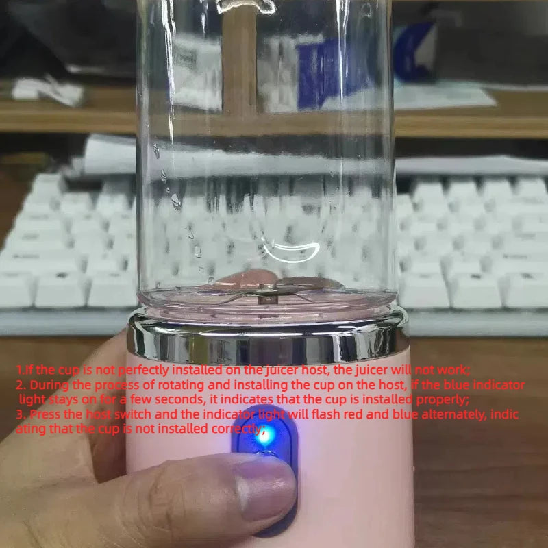Liquidificador portátil elétrico com 6 lâminas e liquidificador multifuncional para sucos