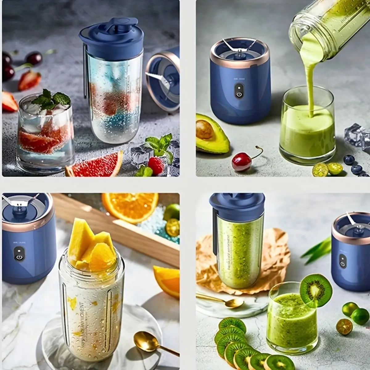 Liquidificador portátil elétrico com 6 lâminas e liquidificador multifuncional para sucos