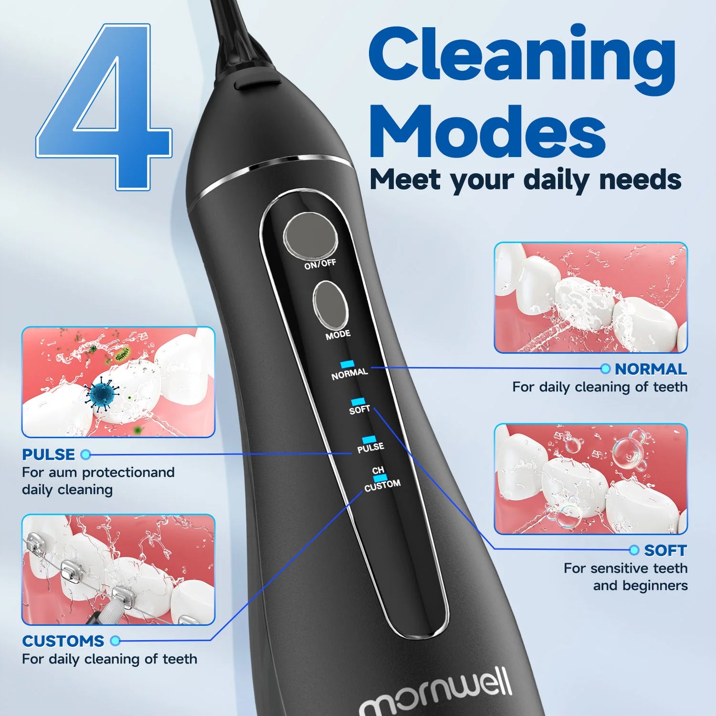 Fio dental portátil sem fio F18 irrigador oral com 3 modos de limpeza