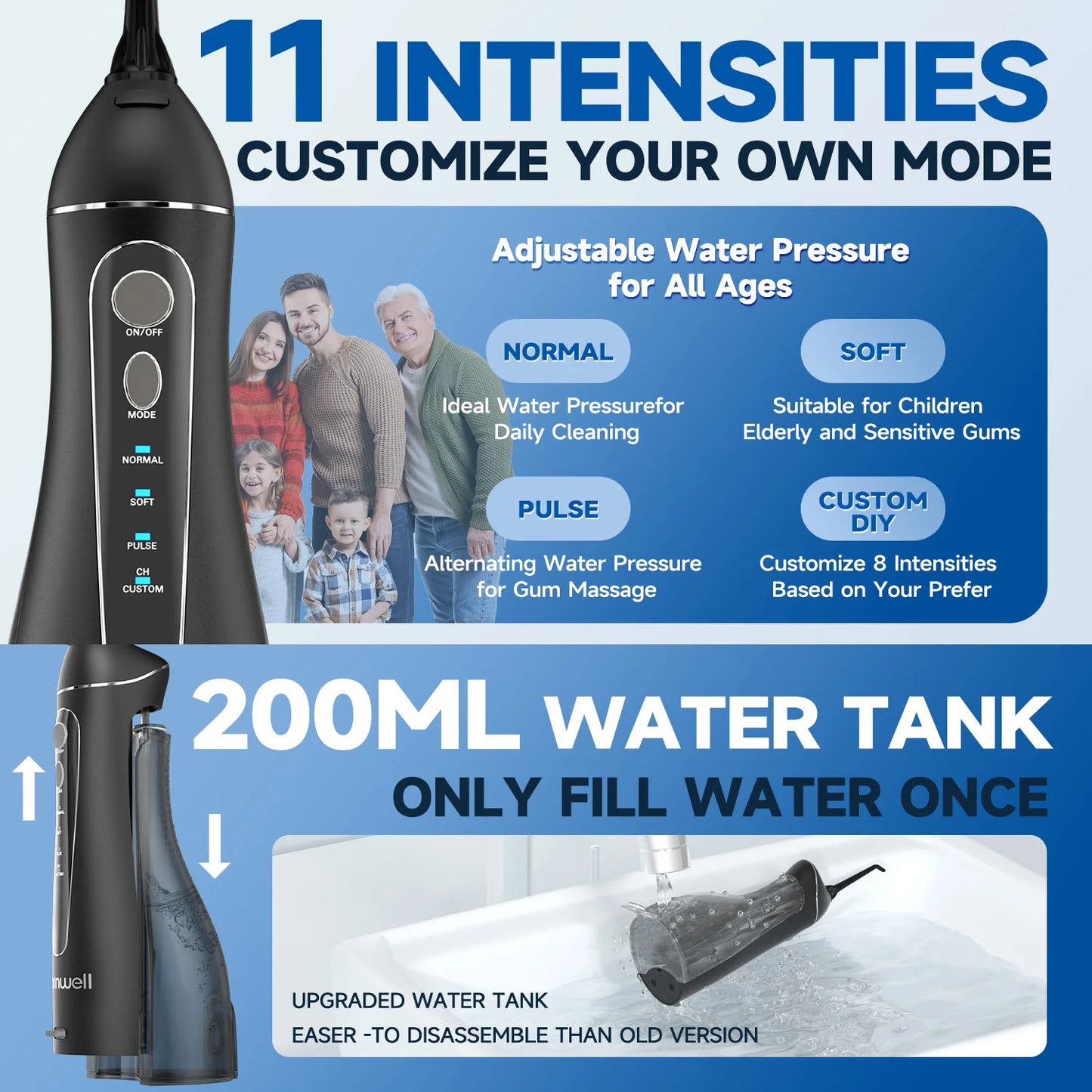 Fio dental portátil sem fio F18 irrigador oral com 3 modos de limpeza
