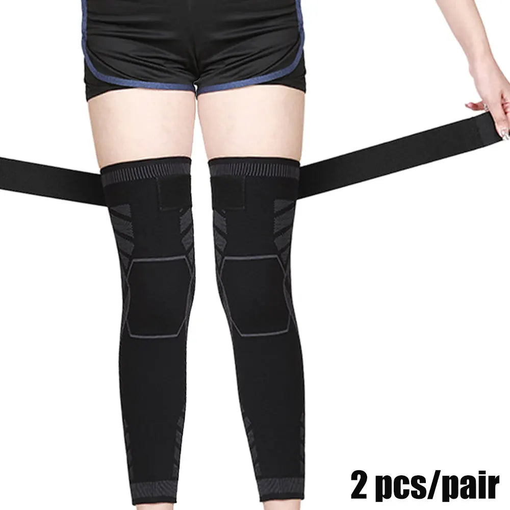 BraceTop Long Leg Compression Sleeves,Full Leg Sleeve Long Knee Brace Knee Support Protect Basketball,Football, Knee Pain Relief