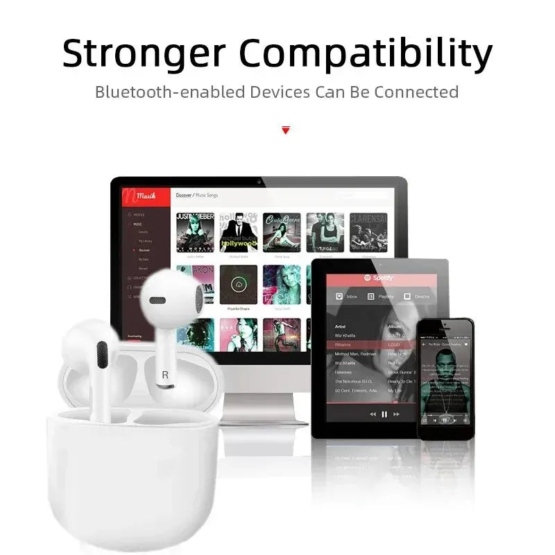 Fone de ouvido Bluetooth Pro4 TWS 9D estéreo sem fio intra-auricular HiFi