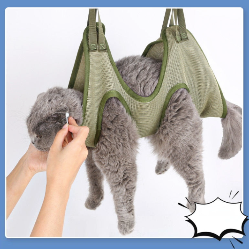 Bolsa de contenção para higiene de gatos com rede