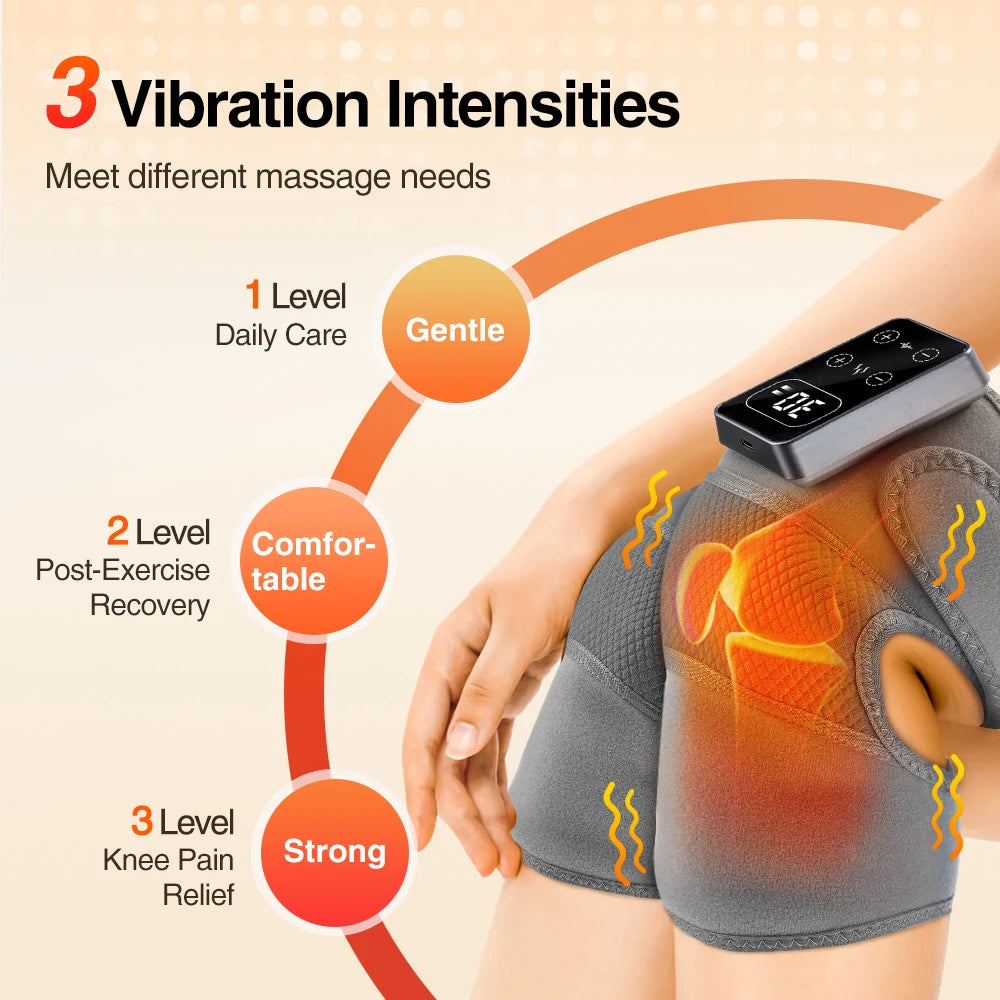 Electric Knee Massager 3 Gears Vibrations Massage Leg Joint Protection Massager Hot Compress Muscle Relax Heating Knee Pad