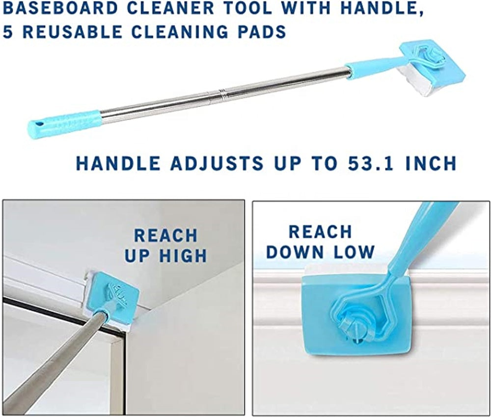 Baseboard Buddy Escova de limpeza universal retrátil para uso doméstico
