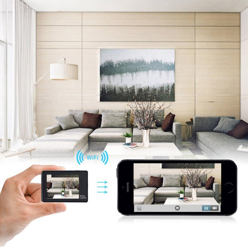 Câmera 4K à prova d'água totalmente digital UHD WiFi + controle remoto RF e acessórios