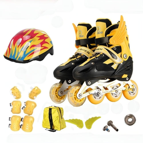 Patins infantis ajustáveis de roda única PU