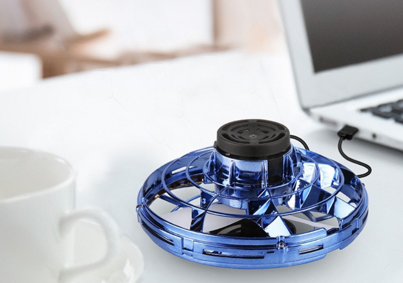 Mini Drone LED Tipo OVNI Helicóptero Voador Spinner Ponta dos Dedos