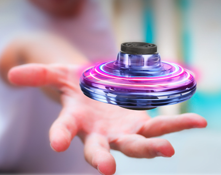 Mini Drone LED Tipo OVNI Helicóptero Voador Spinner Ponta dos Dedos
