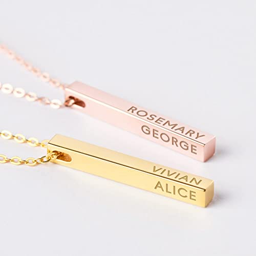 Colar personalizado para mãe, colar com 4 barras laterais, colar com nomes de crianças