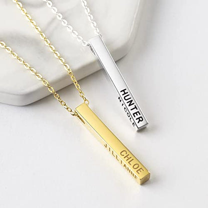 Colar personalizado para mãe, colar com 4 barras laterais, colar com nomes de crianças