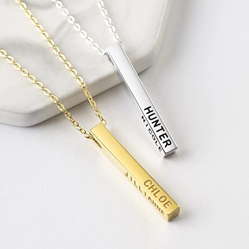 Colar personalizado para mãe, colar com 4 barras laterais, colar com nomes de crianças