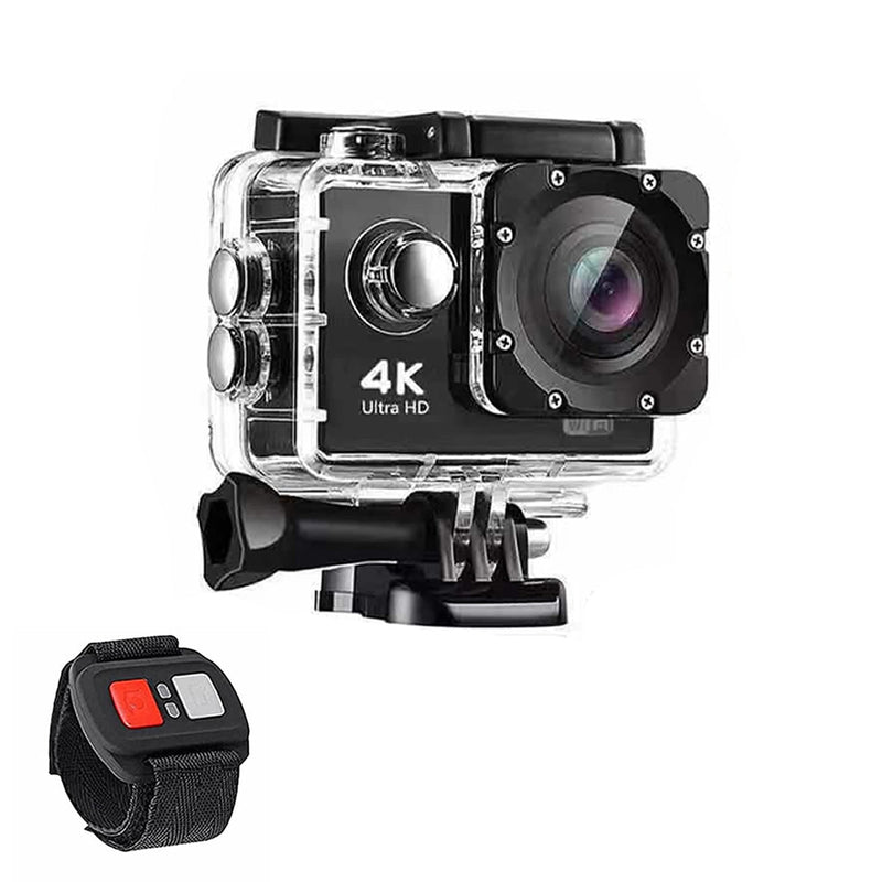 Câmera 4K à prova d'água totalmente digital UHD WiFi + controle remoto RF e acessórios