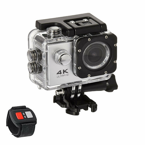 Câmera 4K à prova d'água totalmente digital UHD WiFi + controle remoto RF e acessórios