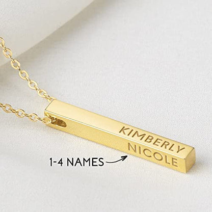 Colar personalizado para mãe, colar com 4 barras laterais, colar com nomes de crianças