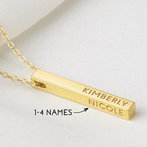 Colar personalizado para mãe, colar com 4 barras laterais, colar com nomes de crianças
