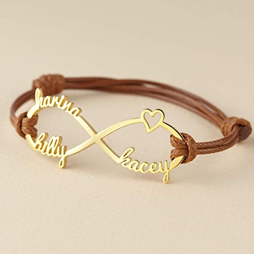 Pulseira de mãe com nomes de filhos, Pulseira de infinito com nomes, Joias de mãe