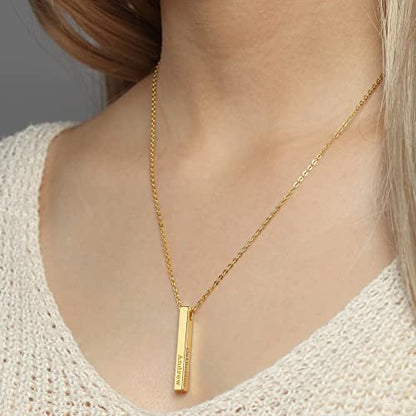 Colar personalizado para mãe, colar com 4 barras laterais, colar com nomes de crianças
