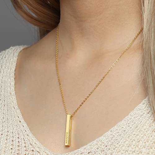Colar personalizado para mãe, colar com 4 barras laterais, colar com nomes de crianças