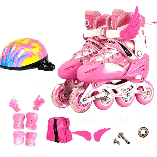 Patins infantis ajustáveis de roda única PU