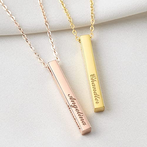 Colar personalizado para mãe, colar com 4 barras laterais, colar com nomes de crianças