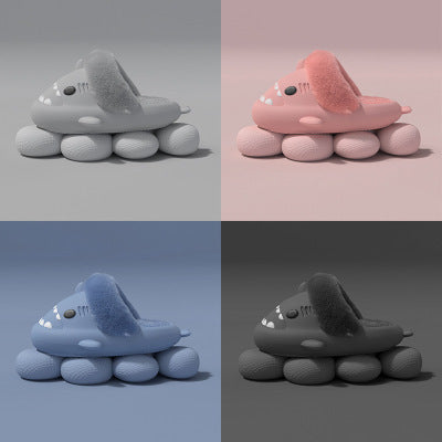 Pantufas de algodão com sola grossa removível EVA feminina outono inverno indoor