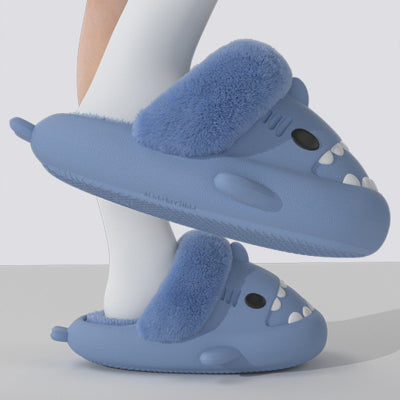 Pantufas de algodão com sola grossa removível EVA feminina outono inverno indoor