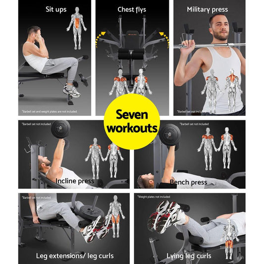 Banco de musculação Everfit 8 em 1, supino ajustável, estação de ginástica doméstica