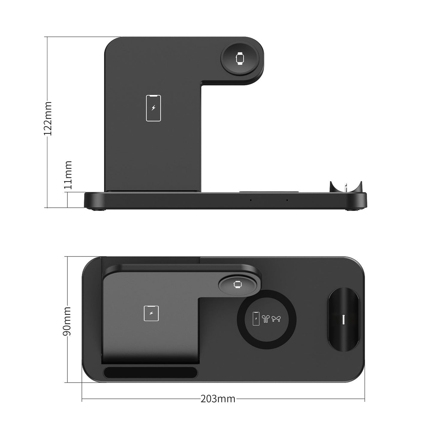Estação 3 em 1 -carregamento sem fio Dragon para telefones iPhone e Samsung