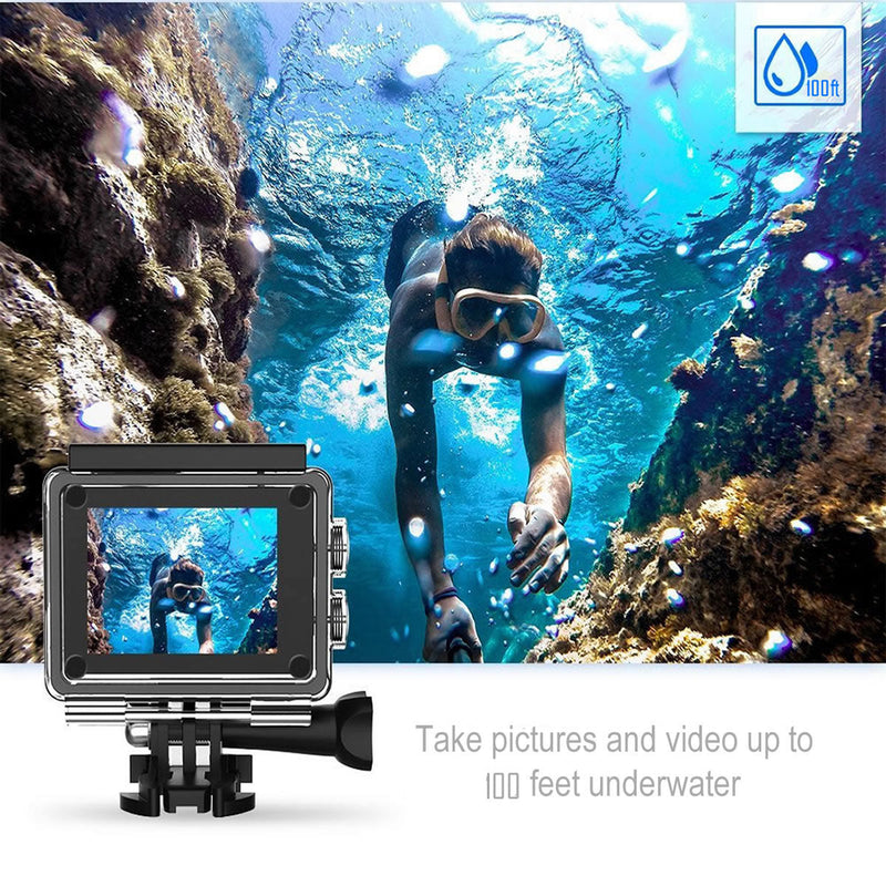 Câmera 4K à prova d'água totalmente digital UHD WiFi + controle remoto RF e acessórios