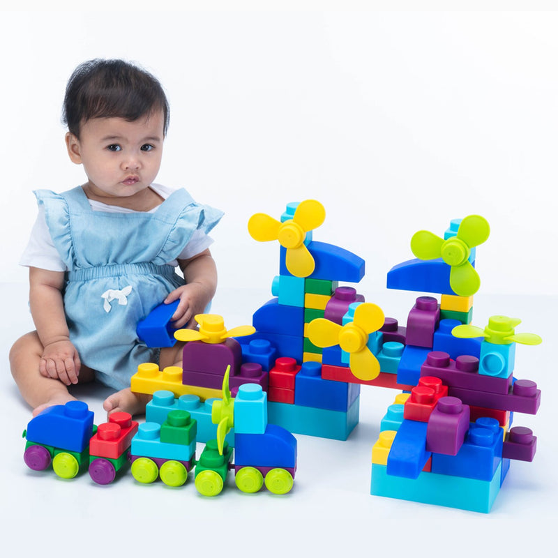 Blocos de construção macios UNiPLAY Série Plus 80 peças cor primária