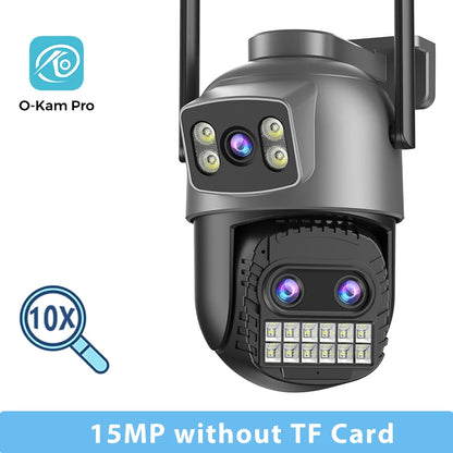 BESDER 15MP Câmera Wifi PTZ Tela Dupla Externa 10X Zoom Digital DetecçãCâo Humana 10MP mera IP de Segurança Vigilância O-Kam Pro
