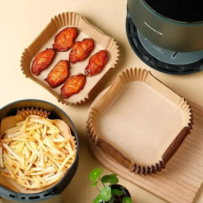 50 unidades de papel descartável antiaderente para fritadeira a ar
