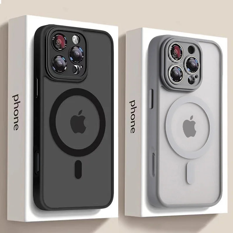 Armadura fosca de luxo para estojo de carregamento magnético sem fio Magsafe