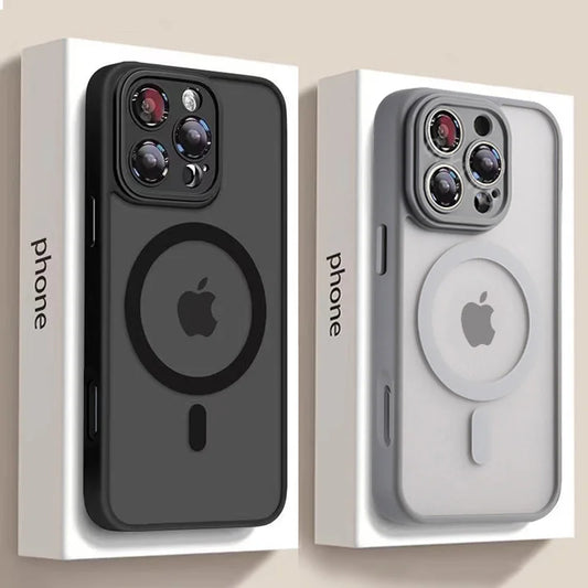 Armadura fosca de luxo para estojo de carregamento magnético sem fio Magsafe