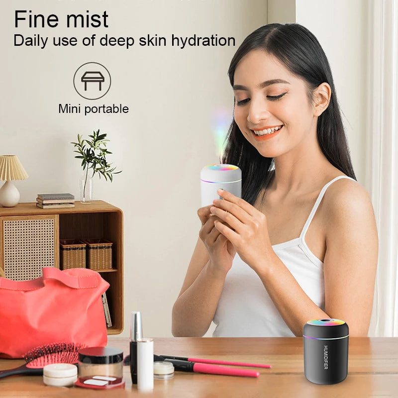 Mini umidificador de ar 180ml, difusor de aromas USB, purificador de óleos essenciais
