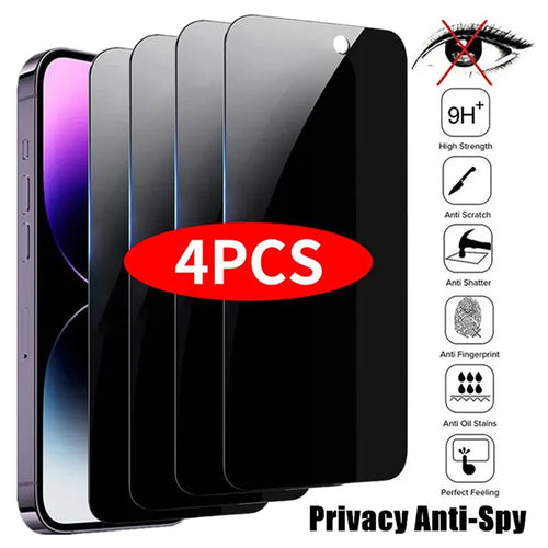 Protetor de tela de privacidade 4 peças para iPhone 14 Pro Max 16 Pro Anti-Spy