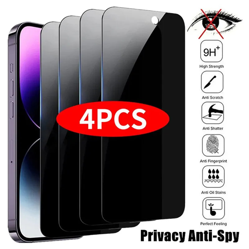 Protetor de tela de privacidade 4 peças para iPhone 14 Pro Max 16 Pro Anti-Spy