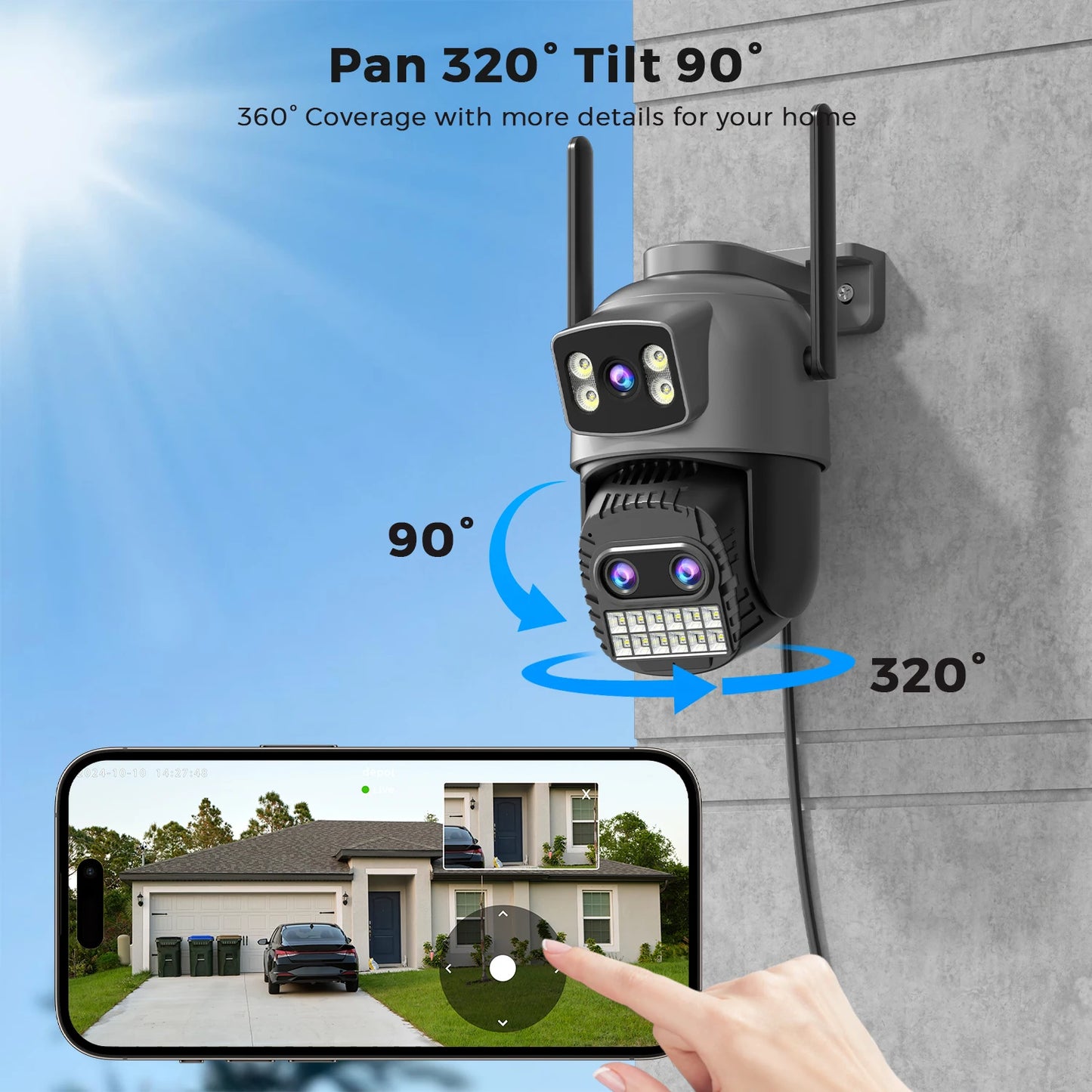 BESDER 15MP Câmera Wifi PTZ Tela Dupla Externa 10X Zoom Digital DetecçãCâo Humana 10MP mera IP de Segurança Vigilância O-Kam Pro