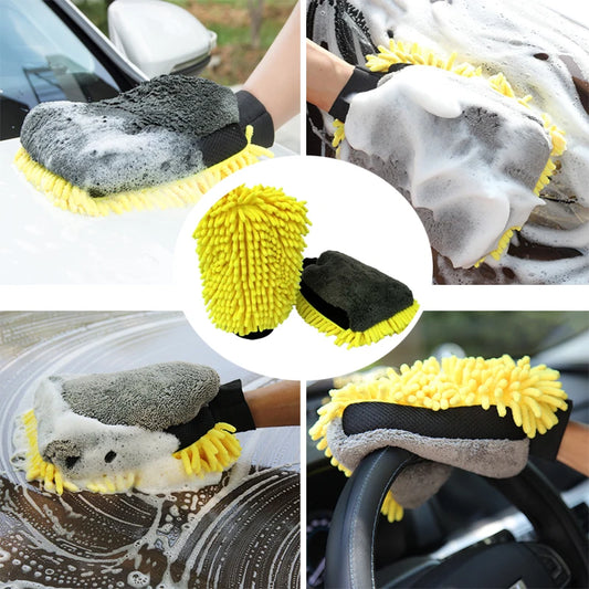 Luva de lavagem de microfibra premium sem riscos Chenille para carro à prova d'água
