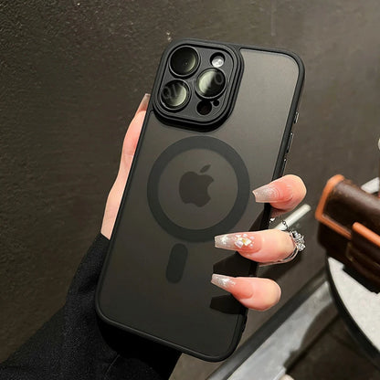 Armadura fosca de luxo para estojo de carregamento magnético sem fio Magsafe