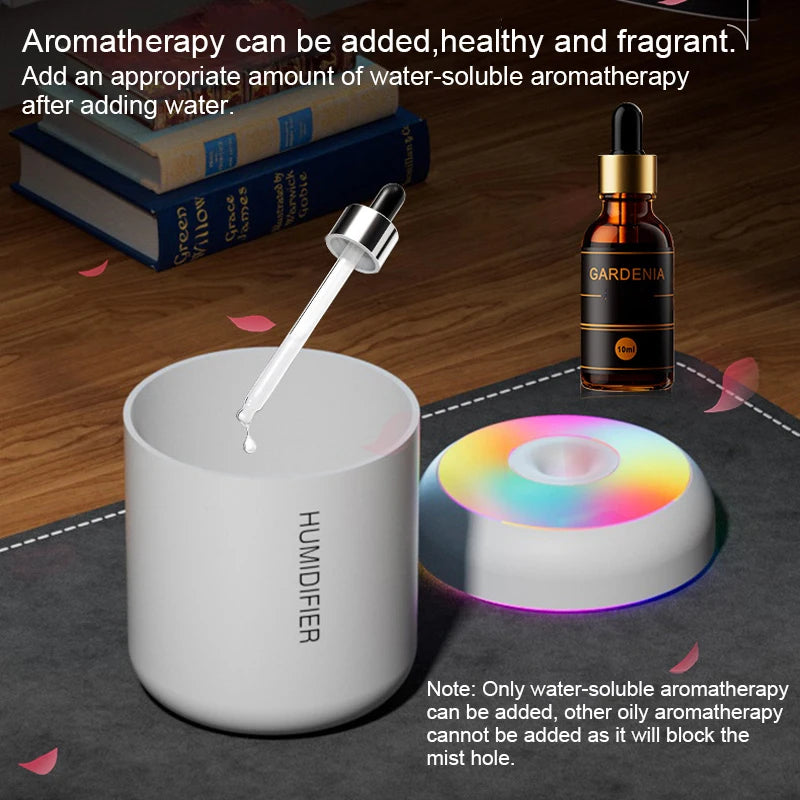 Mini umidificador de ar 180ml, difusor de aromas USB, purificador de óleos essenciais