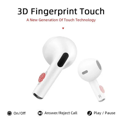 Fone de ouvido Bluetooth Pro4 TWS 9D estéreo sem fio intra-auricular HiFi
