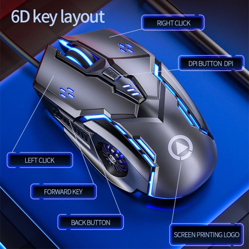Mouse para jogos Dragon 6 botões 3200 DPI