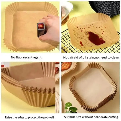 50 unidades de papel descartável antiaderente para fritadeira a ar