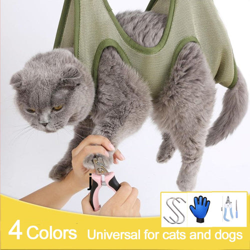 Bolsa de contenção para higiene de gatos com rede