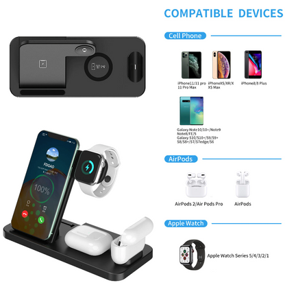 Estação 3 em 1 -carregamento sem fio Dragon para telefones iPhone e Samsung