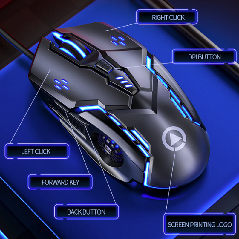 Mouse para jogos Dragon 6 botões 3200 DPI